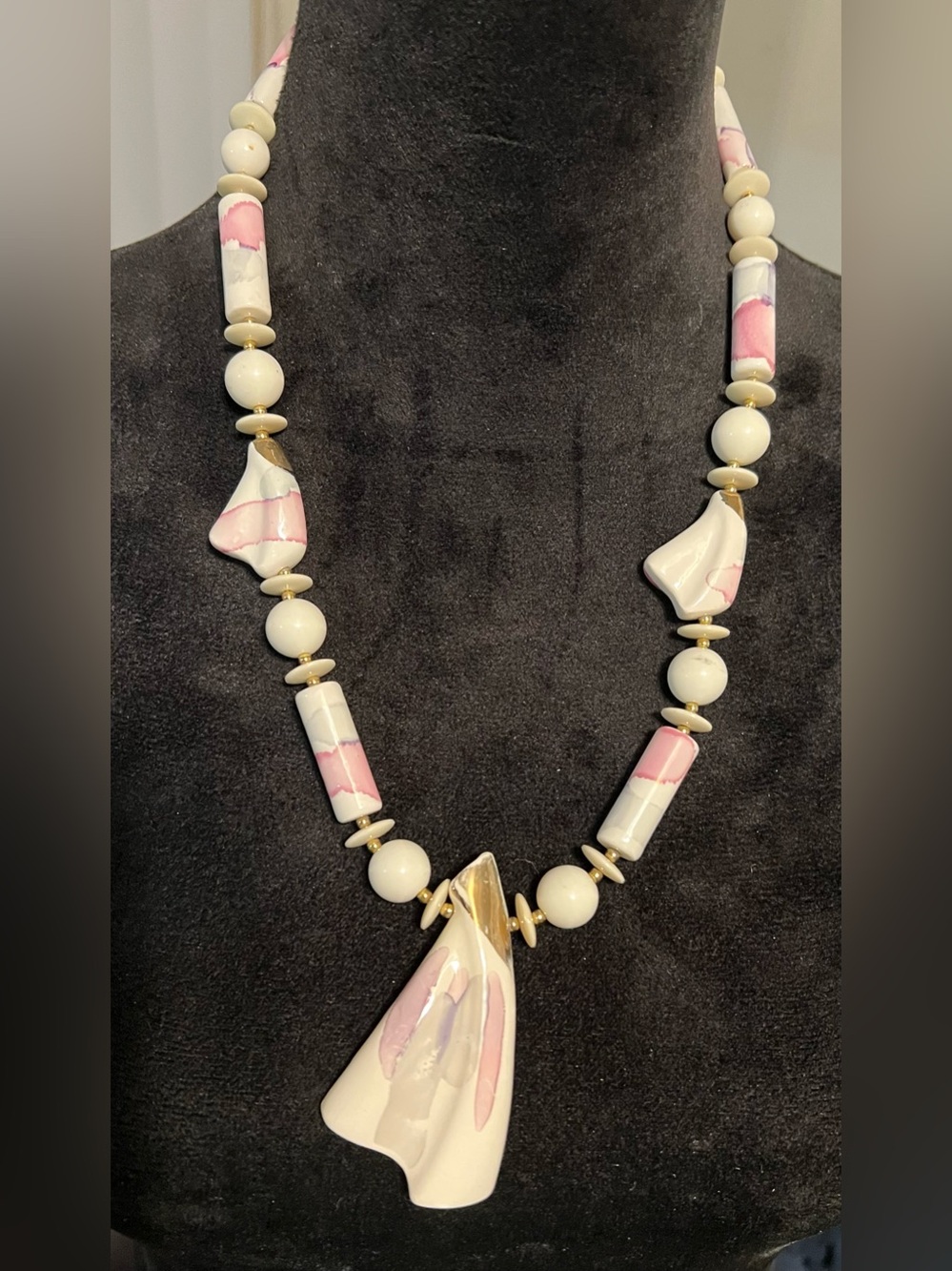 Stylish Pink and Cream Statement Necklace - Women Jewelry